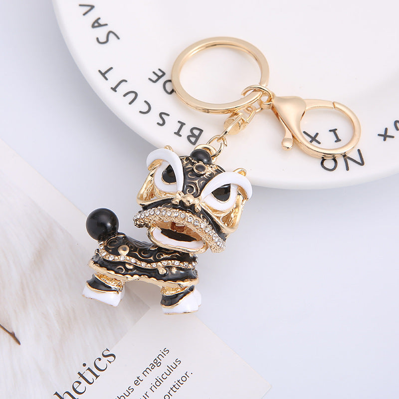 Wholesale Zinc Alloy Lion Dance Rhinestone Keychain